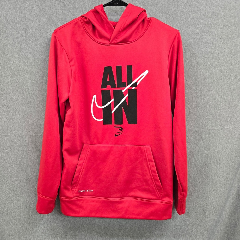 Nike 3 Brand Russell Wilson Boys XL Red All In Dri-FIT Pullover Hoodie Graphic